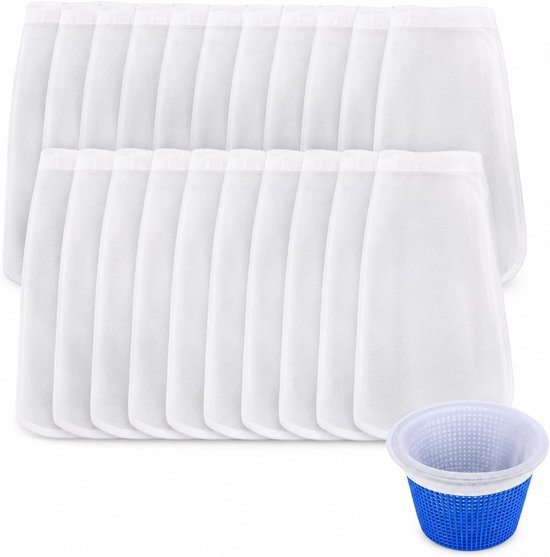 20 stuks skimmersokken, skimmer zwembadsokken voor bovengronds zwembad, ultradun, herbruikbaar, vangt bladeren, haren en schuim, elastische accessoires voor skimmer-filter.