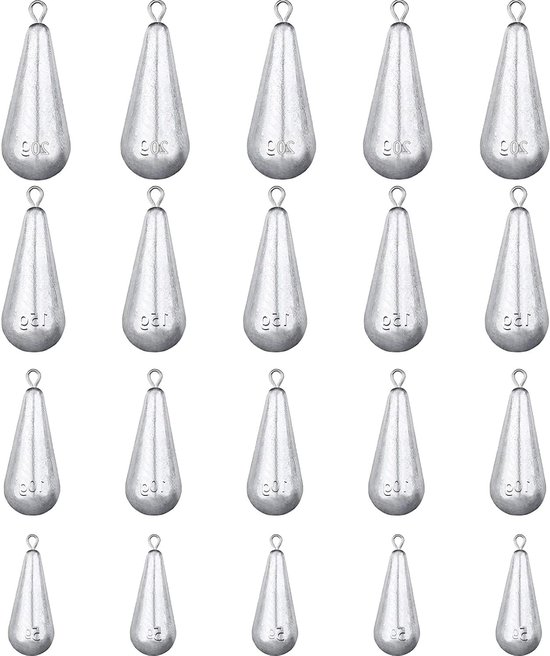 20 Stuks Visgewichten Drop Shot 5g/10g/15g/20g - Perfect voor Zee- en Zoetwatervissen