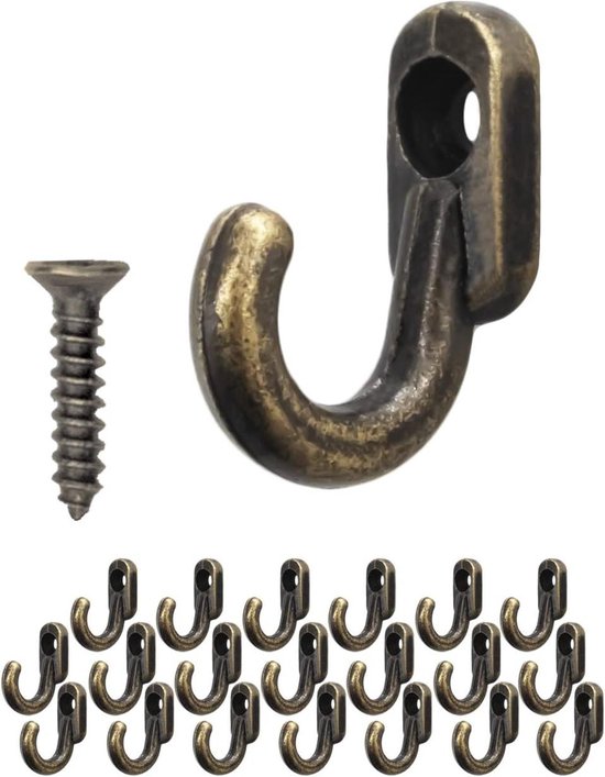 20 x Mini Iron Hooks - Decorative Hooks for Photos and Decoration - Bronze van Merkloos