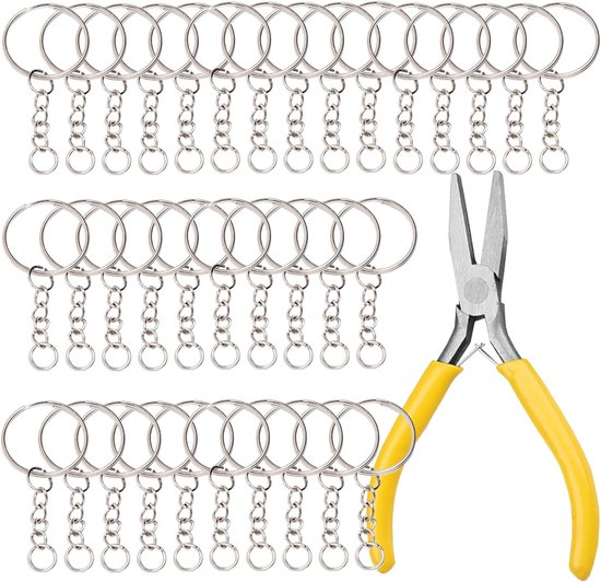 200 Pcs Key Chain Rings with Pliers, VEINARDYL 1 Inch Keychains with Chains and Open Jump Rings, Split Key Chains for - ShopVlot