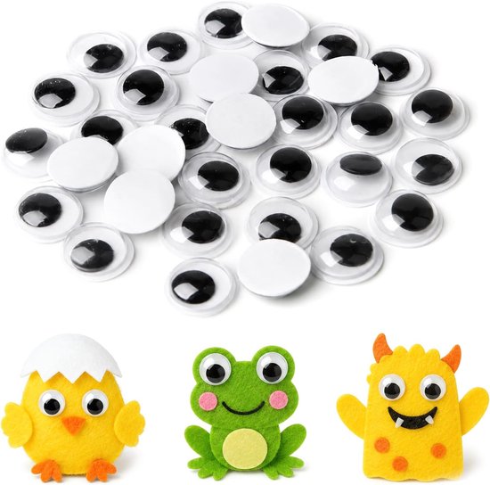 200 Pezzi Occhi Adesivi, Bianco E Nero Pronti All'Uso, Occhi Mobili 12Mm Per Peluche, Feltro E Diy (12Mm)