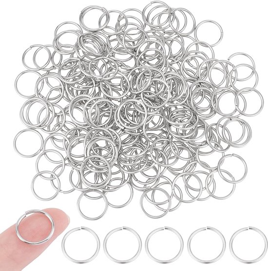 200 stuks 14 mm 304 roestvrijstalen open springringen 1 mm dikke metalen O-ring kettingmail connector ringen groot gat ronde ringconnectoren voor doe-het-zelf ambachten kettingen armbanden