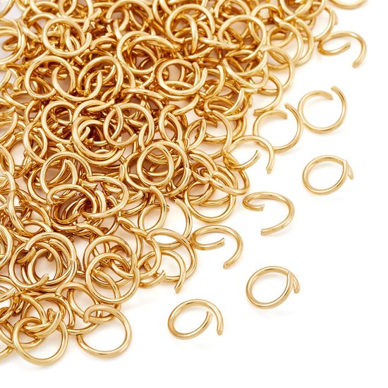 200 stuks gouden roestvrijstalen open springringen 8mm rond 1mm dik ronde ongesoldeerde ringconnectoren voor kettingmaliën sieraden maken