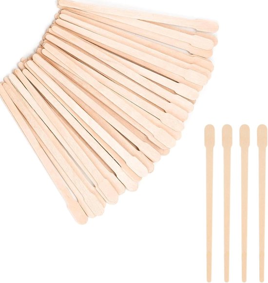200 stuks houten stokjes, natuurlijke wegwerpspatels voor wenkbrauw-, lip- en gezichtshaarverwijdering, onmisbare accessoires voor make-up en maskers, geschikt voor warme en koude was
