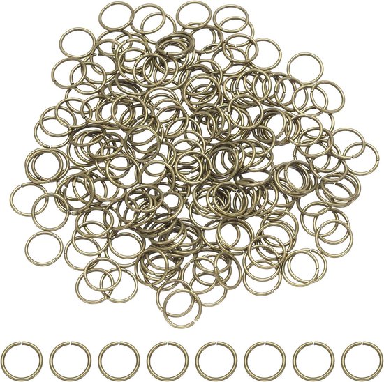 200 Stuks Open Jump Rings 12 mm, Dikke 1.2 mm Split O-Ringen voor Sleutelhangers, Verbinden van Sieraden, DIY Halskettingen, Armbanden, Oorbellen en Ambachten in Brons