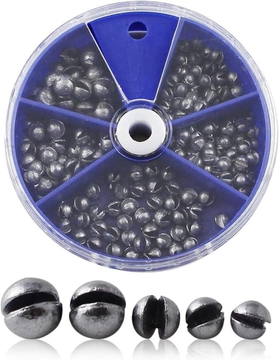 200 stuks visloodjes in verschillende maten voor het vissen - 0.2g, 0.5g, 0.8g, 1g - visaccessoires en loodkit van Merkloos