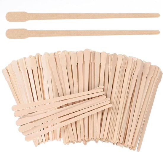 200 waxstokjes, houten spatel, 8,8 x 0,65 cm, geel, voor wenkbrauwen, gezicht, ontharing