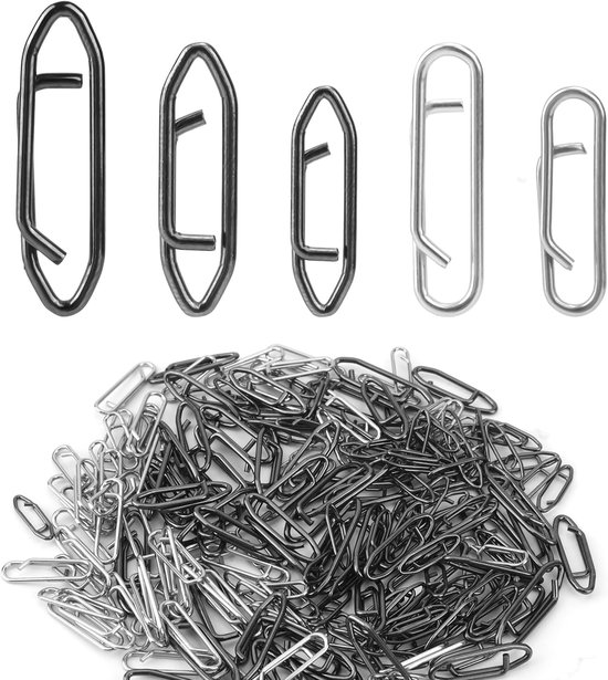 200pcs Fishing Speed Clips, 5 Styles Stainless Steel Topwater Speed Clips for Quick Change Of Fish Lures Quick Snaps Connector Tackle Clip for Freshwater Saltwater Crankbait van Merkloos