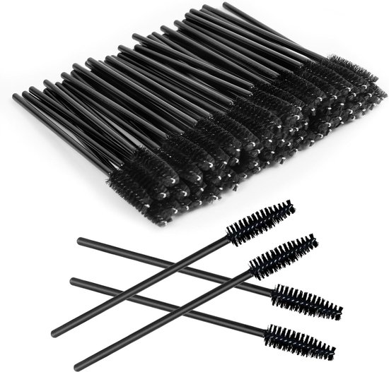 200ST Wegwerp Wimper Borstels, Mascara Wimper Toverstokken Borstels Spoolies Spoolies Wenkbrauw Zwart Mascara Toverstokken Wenkbrauw Spoolie Ricinus Wimper Extensie Borstel Applicator voor