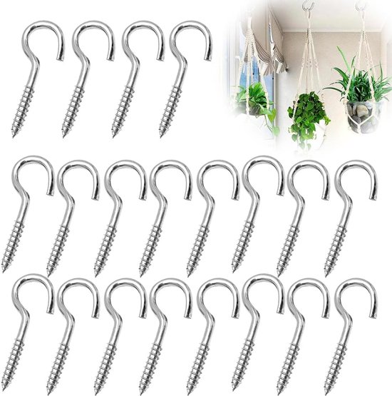 20pcs M3 x 40mm Small Eye Screws Hooks - Self Tapping Eye Screws voor Hout - Kurken Flessen - Muurverf - Ondersteunende Fresco's - C Vernikkeld