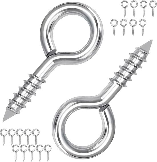 20pcs Screw Hooks 27mm Metal Eye Screw Self Tapping Ring Hooks Carbon Steel Eye Hooks for Wood Craft Furniture - ShopVlot