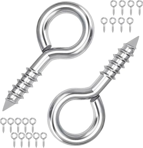 20pcs Screw Hooks, 35mm Metal Eye Screw Self Tapping Ring Hooks Carbon Steel Eye Hooks for Wood, Crafts, Furniture van ANECO