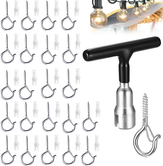 22 Pcs Screws Hooks Stainless Steel Silver with Fuse Screw Ceiling Hook Hook Screw Wall Hooks for Hanging Potted - ShopVlot