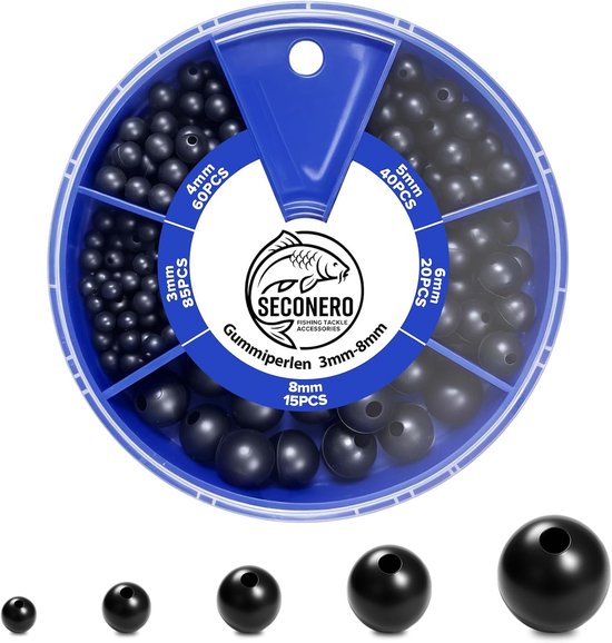 220 Stuks Rubberen Kralen Set voor Zeevissen, Assortiment Stopkralen 3mm-8mm, Zachte Visaccessoires voor Aas en Kunstaas