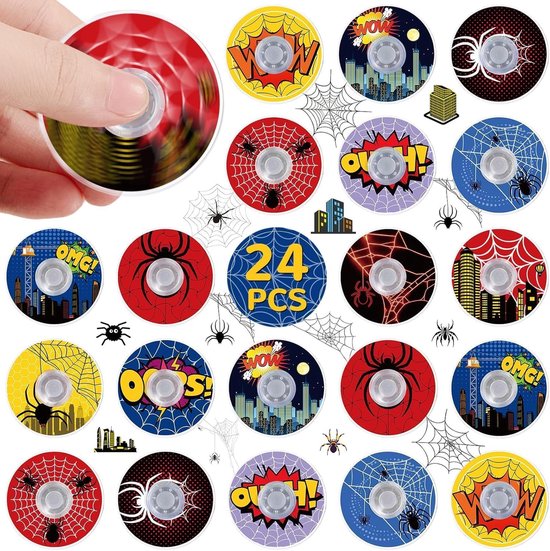 24-Pack Spinnen Fidget Spinners voor Kinderen, Mini Prijzen voor Pakjesdoorgeefspel, Grappige Valentijnscadeaus – Klassenbeloningen, Sensorisch Speelgoed (4 cm)