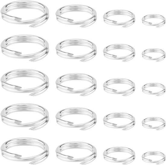 24 Stuks 4 Maten 925 Sterling Zilveren Dubbele Lussen Splitringen voor Sieraden Maken, Armbanden en Kettingen DIY Creaties