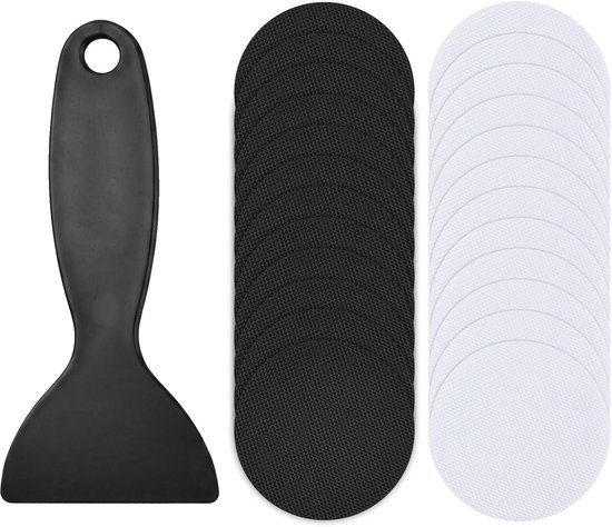 24 stuks antislipstickers voor douche, zelfklevende badkuipstickers (Ø 8 cm), antislip badstickers, met kunststof schraper voor badkamervloer, rond