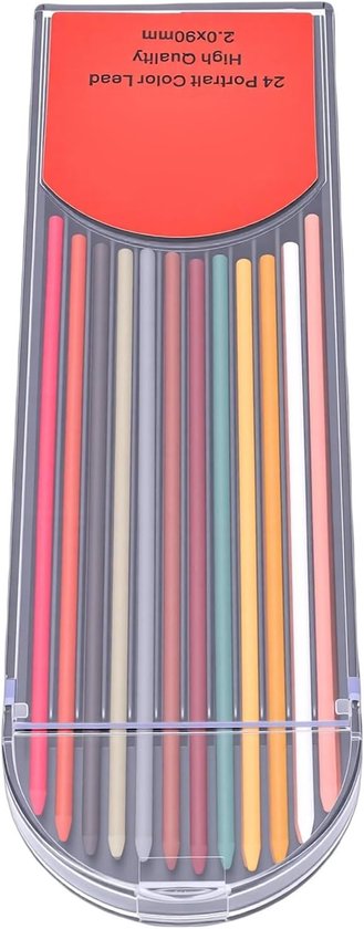 24 Stuks Kleurloodvullingen 2 Mm Grafietvervangingsstiften voor Mechanische Potloden, Ideaal voor Houtbewerking, Bouwtekening en Schetsen