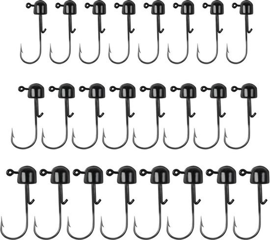 24 Stuks Paddestoel Jig Heads, 1,6g/2g/3g Jig Koppen voor Vissen Vishaken voor Zacht Kunstaas, Ijzer Jig Ball Vishaak voor Zoet Zoutwater Visliefhebbers (Zwart) van Merkloos