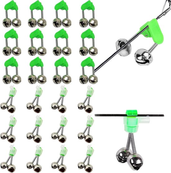 24 Stuks Vissen Bellen Clips, Geluid Alarm voor Vissen, Plastic Clip met Dubbele Bellen voor Visliefhebbers