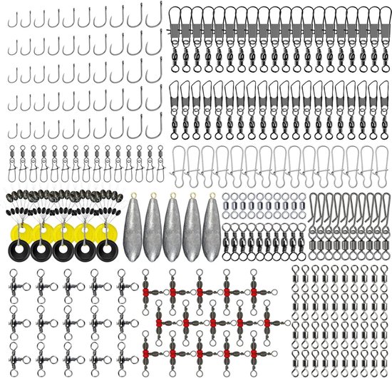240 Stuks Visaccessoires met Vissen Haken, Lood en Klemmen voor Buitenvisserij - Compleet Set voor Efficiënte Vangst en Organisatie