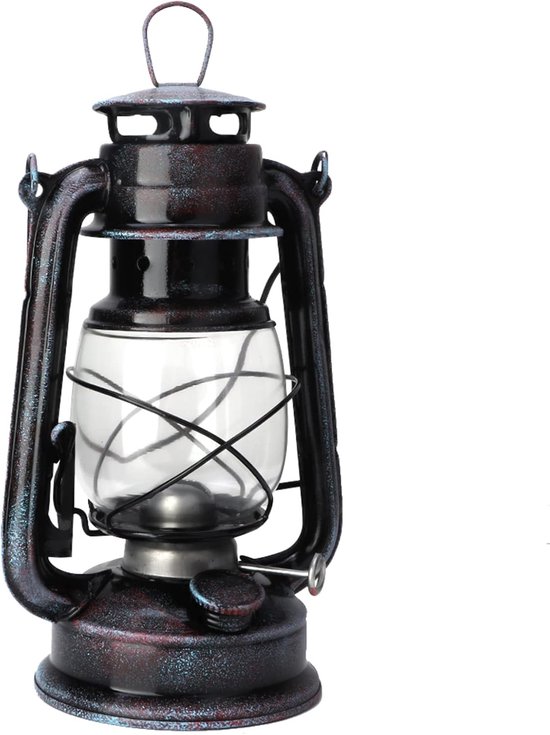 24cm Vintage Olielamp, Petroleumlamp Voor Gebruik Binnenshuis Lantaarn Voor Buitentuin Zwart Gegalvaniseerde Stormlantaarn Balkondecoratie