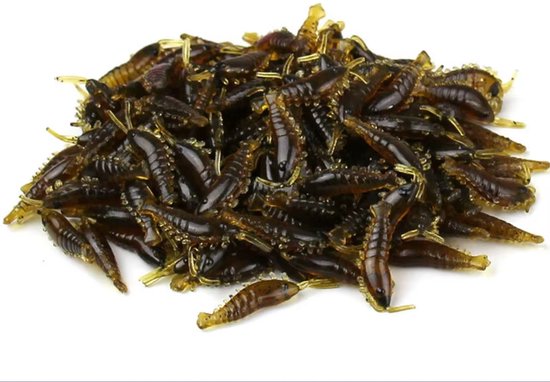 25 Stuks - Imitatie Garnalen 2,5cm - Legergroen - Zwevend - Baarsvissen - Nep garnalen - Kunstaas - Softbait - Streetfishing van Merkloos