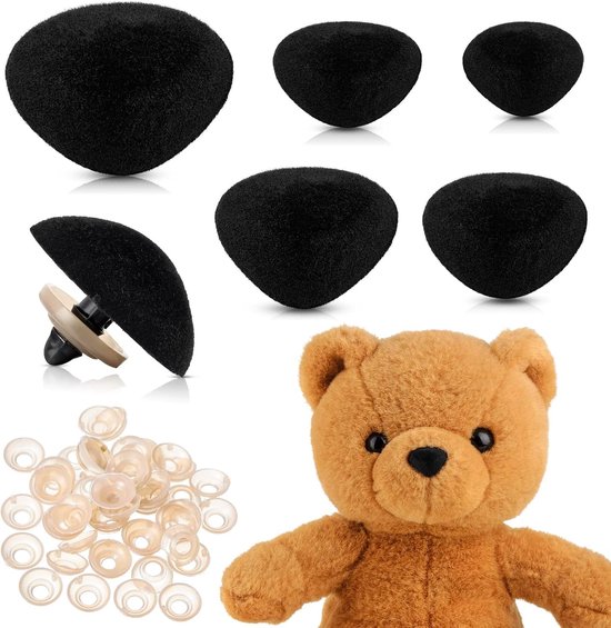 25 stuks veiligheidsneuzen voor haakdieren, flocking D-type kunststof berenneuzen in 5 maten, Amigurumi neuzen voor gelden, pluche poppen, teddybeer - gewrichten inclusief voor doe-het-zelf