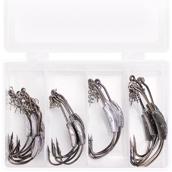 25Pcs/Box Gewogen Fish Hook - Zachte Plastic Worm Swimbait Haak voor Zoet- en Zoutwater Vissoorten van Merkloos