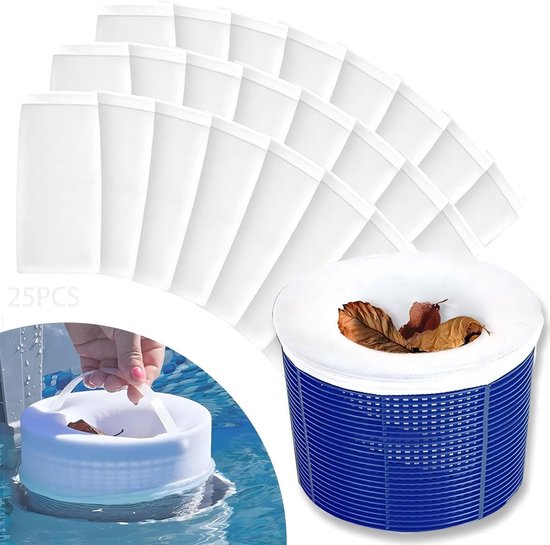 26 stuks skimmersokken, skimmer-filtersokken, skimmernetten voor fijne filtering, skimmer-net, zwembad, filtersokken, zwembad-sokken, skimmerkous, filter voor skimmer zwembad, herbruikbaar skimmer-net