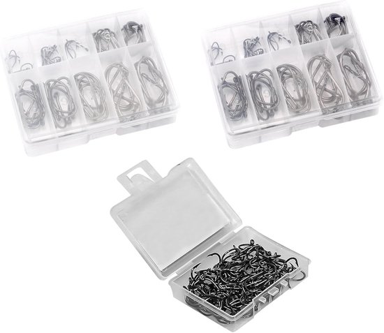 260 Stuks Carbon Stalen Vissen Haken Set in 13 Maten, Barbed Haken met Oog, Inclusief Plastic Opbergdoos voor Visaccessoires