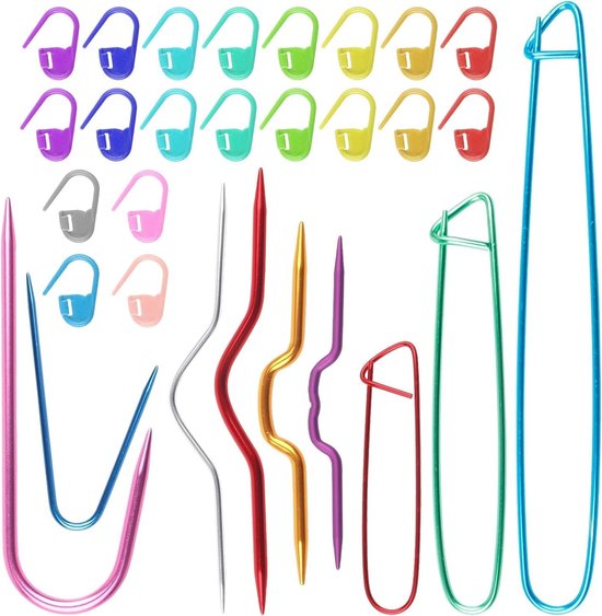 29 Delen Haaknaalden en Kleurige Steekmarkeerders voor Breien en Haken, Inclusief Naalden en Accessoires voor Creatieve Projecten van Merkloos