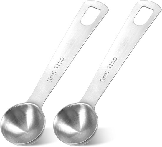 2pcs mini measuring spoons - 5ml stainless steel measuring spoon - coffee spoon - portioner - spice spoon - metal measuring spoon - dry liquid van Hermco