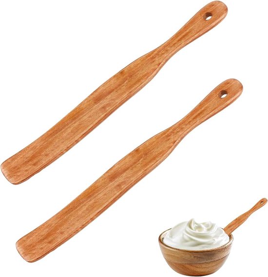 2st Houten Spatel, 28x3,3cm Zuurdesem Spatel met Ophanggaten Houten Kookgerei Roerstok Keukenmenggereedschap voor Zuurdesem en Fermentatie