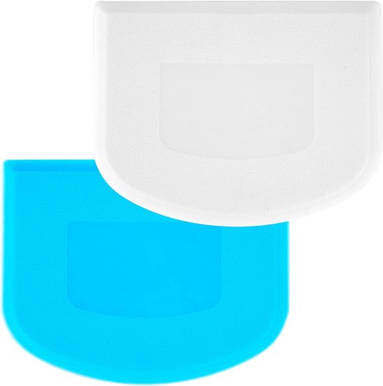 2stks 12x9,5cm Deegschraper, Multifunctionele Deegschraper Kunststof Voedsel Schrapers Keuken Kom Schraper Tool voor Gebak Taart Deeg Brood Pizza Bakken (Wit en Blauw)