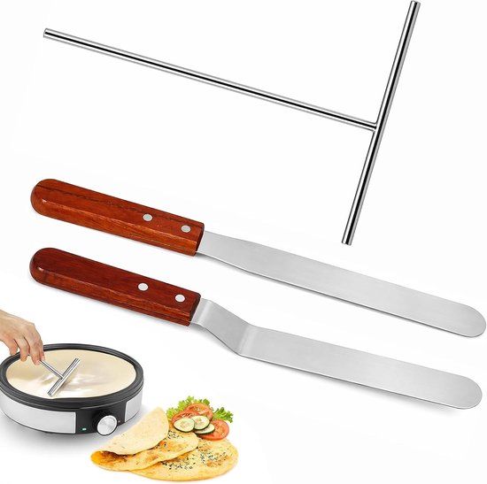 3-delige pannenkoeken- en pannenkoekenverdeler, roestvrij staal, T-vormige deegverdeler, voor crêpes en pannenkoeken