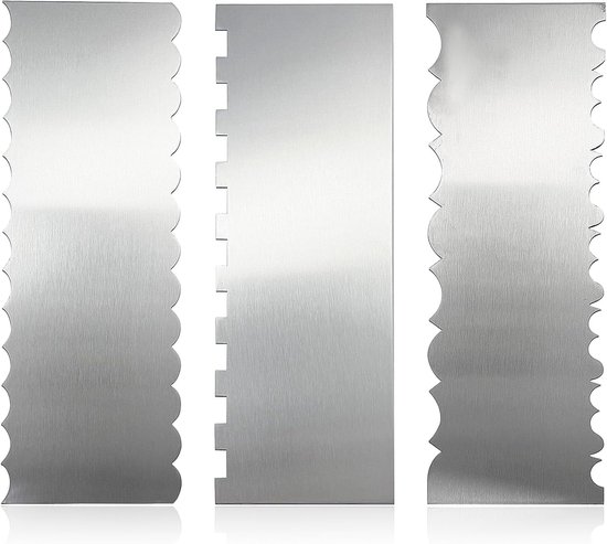 3-delige roestvrijstalen taartschraperset, professionele taartdecoratiegereedschap, 22 cm botercrème gladder en chocoladeschraper voor beginners en bakkers
