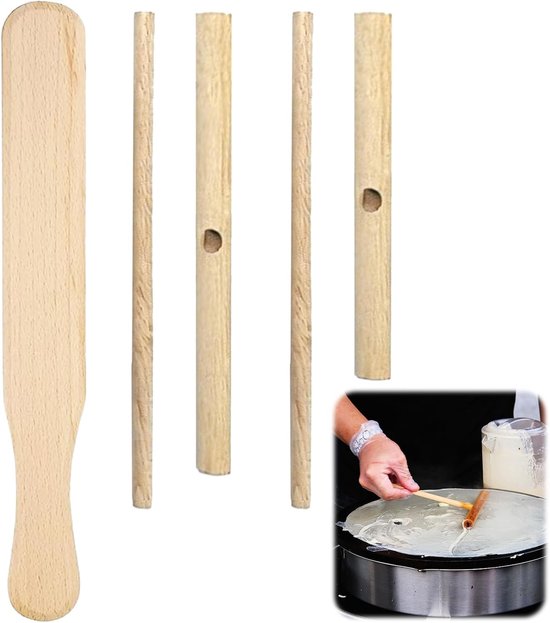 3-delige set dispenser voor crêpes, 2 deegverdelers in T-vorm (12/18 cm) en 1 deegverdeler