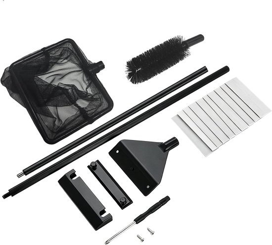 3-in-1 aquariumreinigingsset, mini-schepnet van aluminium, accessoires voor zoetwater met messen, visschepnet voor aquaria, accessoireset en gereedschap voor aquaria en vijver