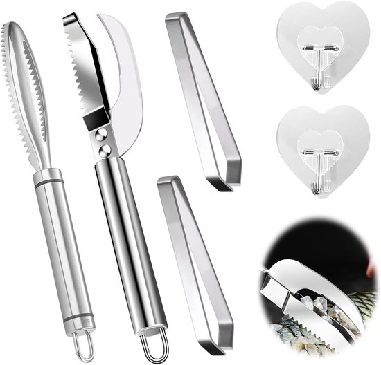 3-in-1 Fish Knife Set with Fish Scale Remover, Bone Tongs and Hook - ShopVlot