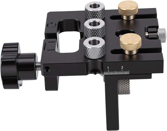 3-in-1 Plugmal, Aluminium Houtbewerking Plug-locator met Boren, Zelfcentrerend Gereedschap voor Huisreparaties.6061 Oppervlak Geanodiseerd Geleidearmatuur voor Sterke