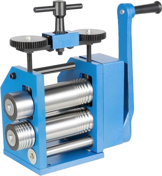 3 inch sieradenwalserij, 3-in-1 handmatige walsmachine, metalen walswerkmachine, sieradenpers voor goud- en zilverwerk en plaatstaal, vierkant, halfrond, 0-9 mm dikte instelbaar