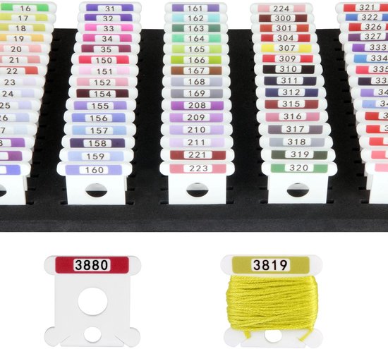 3 mm acryl borduurfloss klossen, 500 stuks borduurgaren organizer met bedrukt nummer en kleurstaal voor opslag van kruissteekdraden (geen schuiminzetstukken)