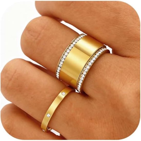 3 Pack Stackable Gold Rings for Oura Ring Gen 3/Oura Ring Gen 4, 14K Gold Plated Stainless Steel No Tarnish Gold Stacking Ring, Cubic Zirconia Oura Stack Rings, Jewelry Gifts for Women