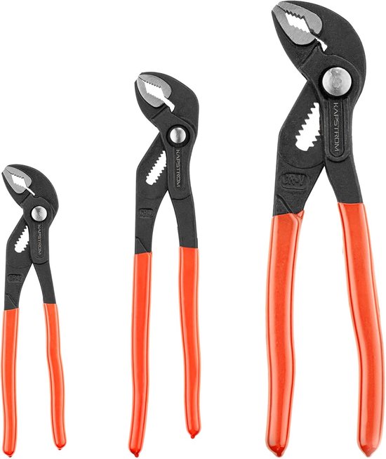 3-Piece Water Pump Pliers Set (18cm, 25cm, 30cm), Non-slip Plumbing Wrench with Adjustable Jaws, Tongue and Groove Pliers with Ergonomic Handles