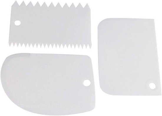 3 STKS Plastic Cake Scraper Set Gebak Deeg Spatel Fondant Cream Cake Scraper Kam Icing Scraper Cake Decoreren Plain Cutters (Wit)