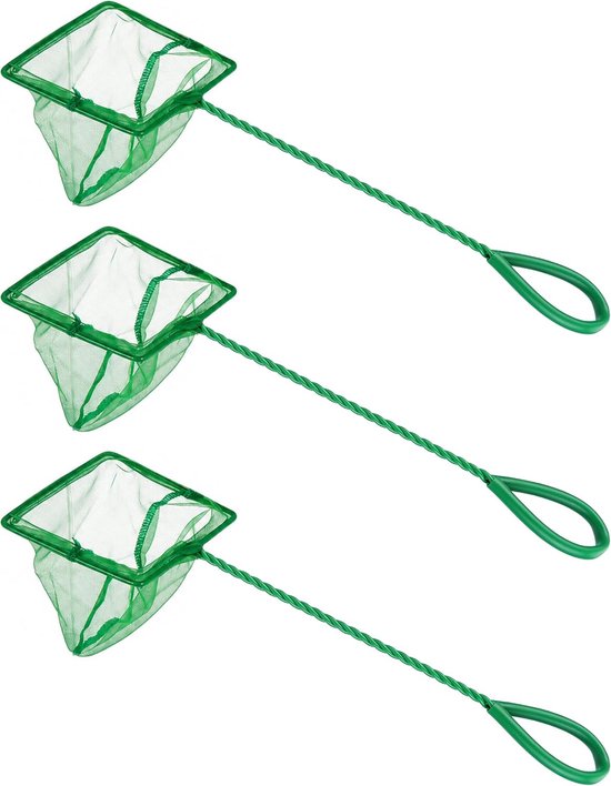3 stuks aquarium schepnet klein, 8 cm schepnet aquarium met kunststof handvat