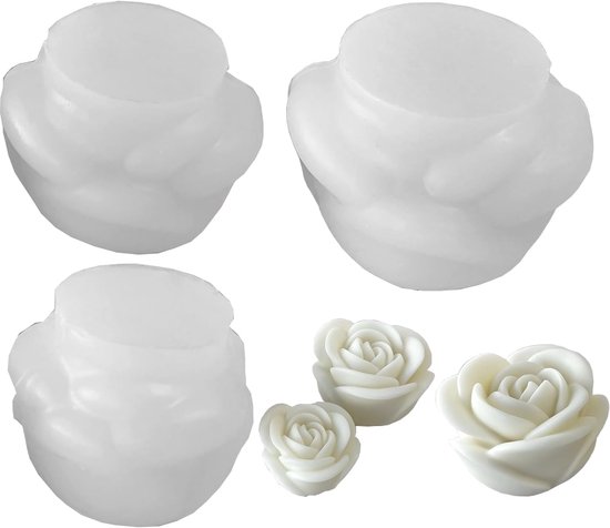 3 stuks bloem kaarsgietvormen roos bloemen siliconen vorm 3D siliconen vorm kaarsvorm bloemen kaarsen siliconen gietvormen voor kaarsen voor Moederdag, Valentijnsdag, verjaardagsfeest