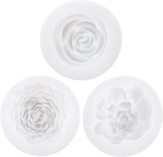 3 stuks bloemenvormen, 3D, gegoten kaarsen, silicium, verschillende bloemen in de vorm van silicium (rozen, caryofyten, pioenrozen), herbruikbare kaarsen, voor zeep
