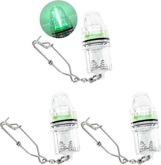 3 Stuks Diepwater Vislamp met Roestvrij Stalen Klem - 2000 ft Onderwater Aantrekkingslicht - Voor Zwaardvis, Tonijn, Groeper - green